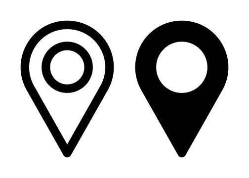 Black Map Location Pin Icon on a White Background marker pointer