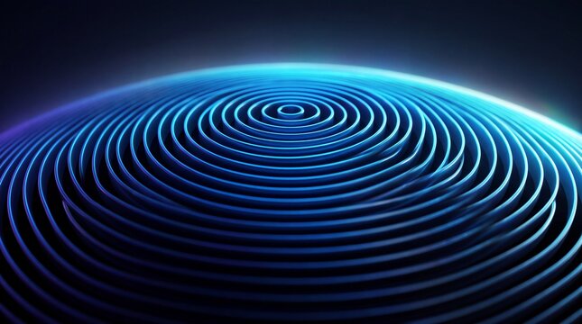 Abstract Blue Concentric Circular Wave and Ripple Background