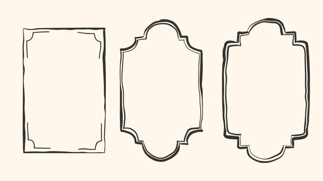 doodle animation frame border vintage rectangle shape retro style