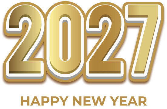 3D Golden 2027 Happy New Year Bold Typography Vector Illustration