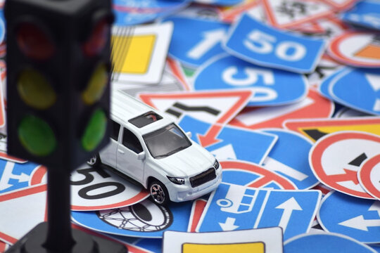 Driving school and driving lessons concept, education concept