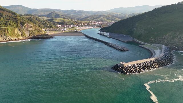 Aerial view of the Oria river mouth and Antilla beach
