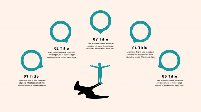 Step Personal Growth and Goal Achievement Infographic Animation with Bird Shadow