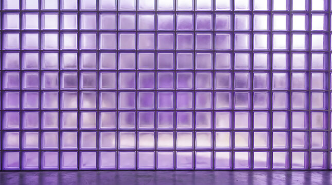 Purple Glass Block Wall Pattern Texture Ambient Lighting Modern Architectural Interior Background