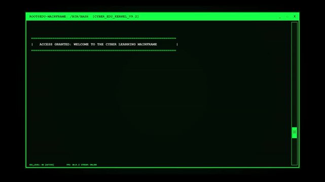 Hacker interface displaying scrolling code lines and system access logs on screen