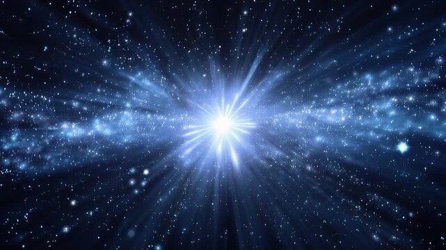Explosion of light in deep space, an abstract representation of cosmic energy and stellar phenomena, a bright supernova or galaxy formation. ..Created with Generative AI, not depicting real subjects.