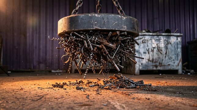 Levitation of steel turnings in a scrap receiving dock