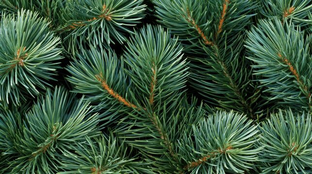 Green pine needle branches texture background for christmas design card poster and holiday greeting layouts