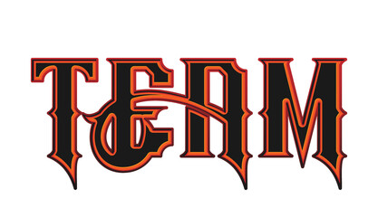 Dark gothic style team text effect with sharp typography isolated PNG © Ndoewer