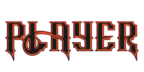 Dark gothic style player text effect with sharp typography isolated PNG © Ndoewer