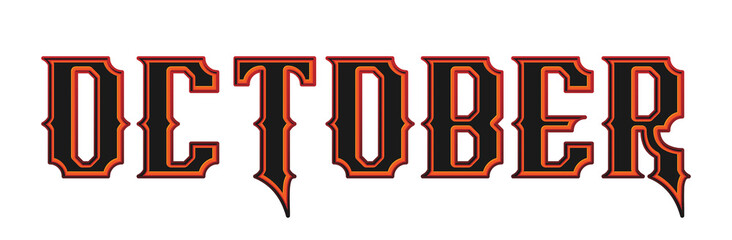 Retro gothic october typography text effect on transparent background © Ndoewer