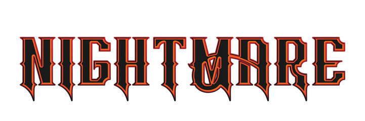 Retro gothic nightmare typography text effect on transparent background © Ndoewer