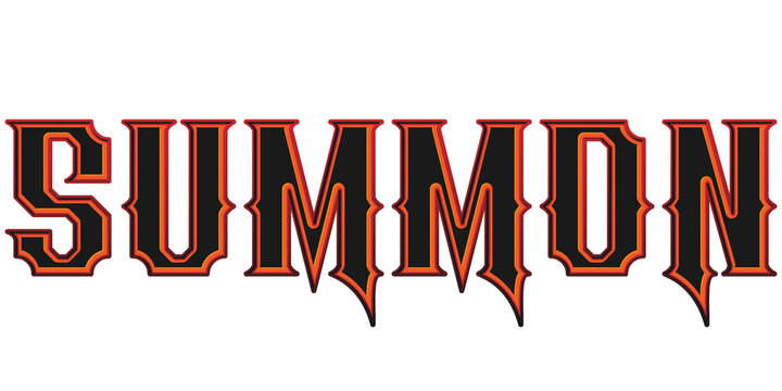 Dark gothic style summon text effect with sharp typography isolated PNG