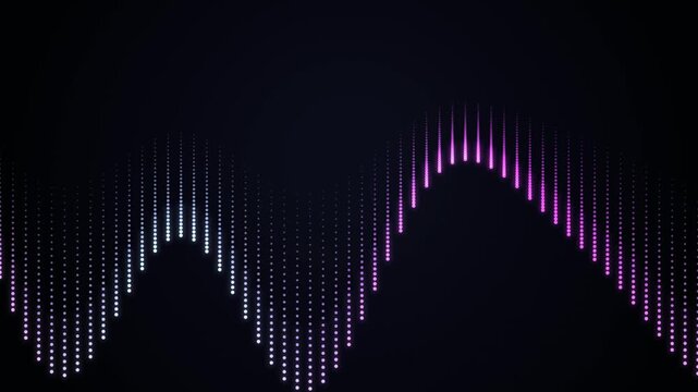 Glowing pink and white dotted audio wave on dark background