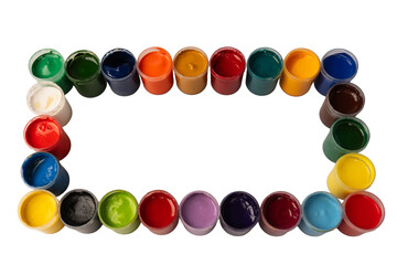 Gouache colorful paints set. Jars of gouache paint isolated on a white background. © Nikolay