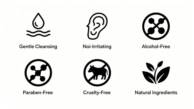Simple black safety skincare logo, representing gentle, clean, alcohol free, and parabens free, suitable for packaging sensitive skin care products and e-commerce modules.
