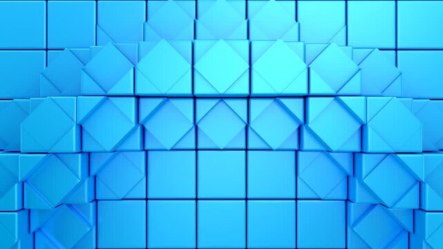 Geometric Shapes Form a Wave. Abstract motion, two color, 3d rendering, 4k resolution
