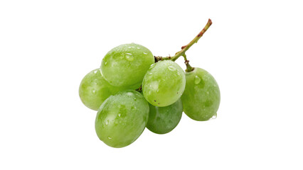 Naklejka premium Bunch of fresh green grapes with small stem isolated on transparent background