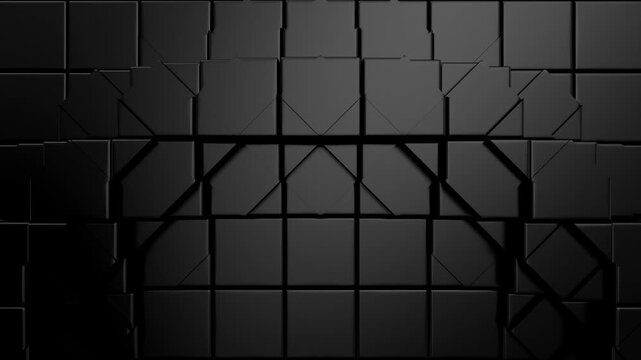 Geometric Shapes Form a Wave. Abstract motion, two color, 3d rendering, 4k resolution
