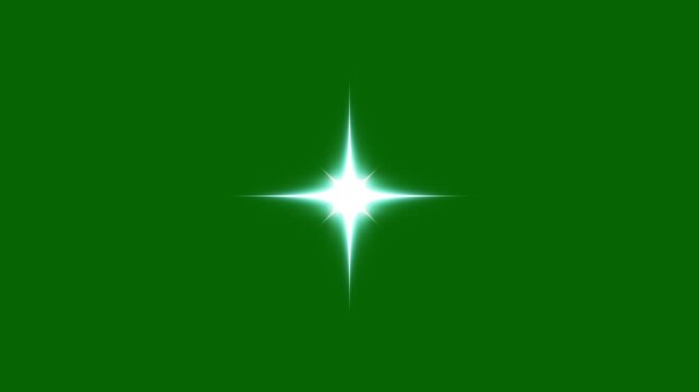 whimsical white doodle star twinkle and vector flash effect, 4k seamless loop of festive holiday illumination, hand drawn sparkling light bursts on transparent green background