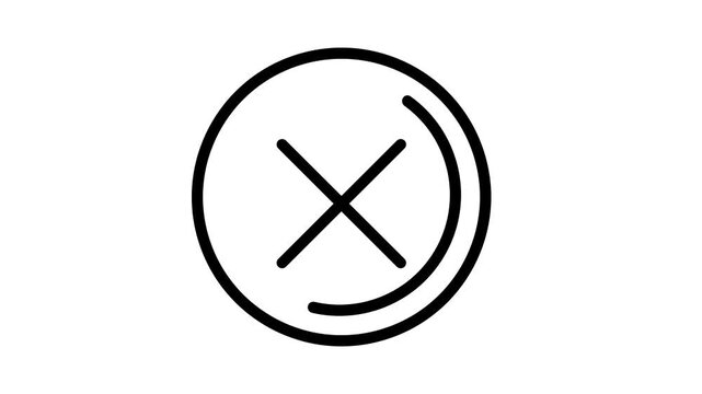 Cross Fail Rejected Icon Animation - X Mark Circle Loop