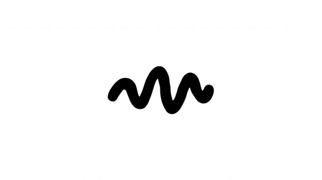 Wavy Line For Decoration And Motion Marking Doodle Animation With Alpha Channel. Squiggle Symbol And Abstract Divider. Animated Hand-Drawn Icon For Video Overlay 4K.