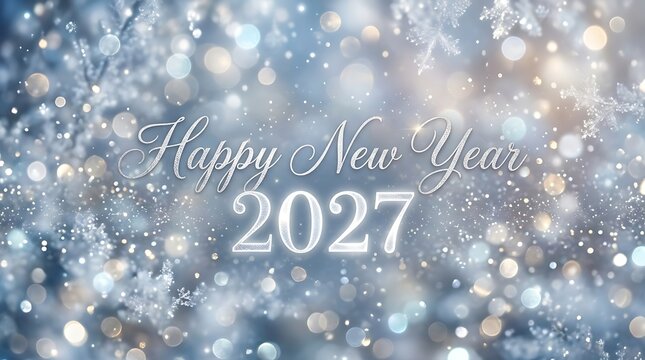 Festive new year background with sparkling lights and the year 2027