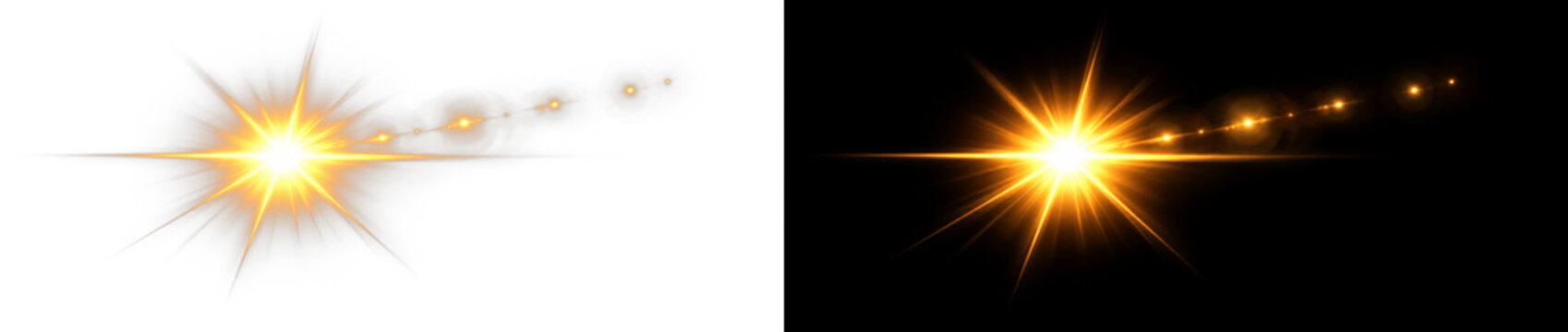 Bright Golden Light Flare Effect Icons
