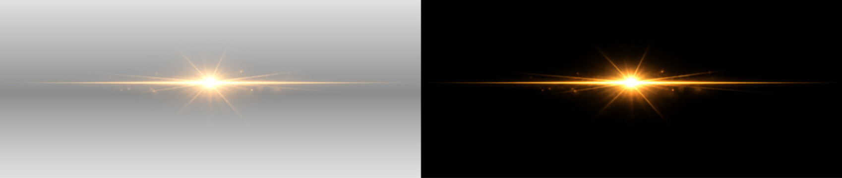 Glowing Light Flare Horizontal Line Icons