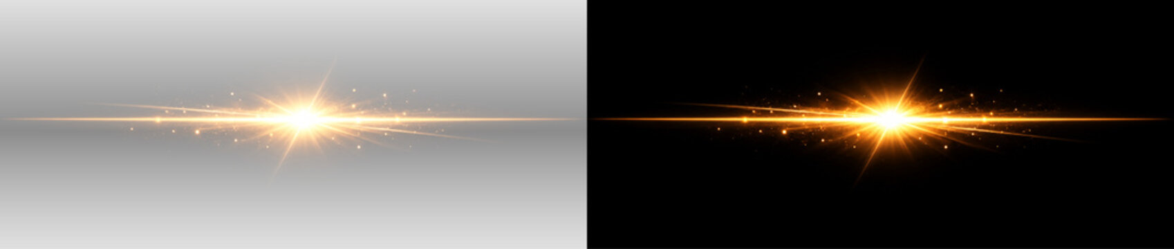 Bright Golden Light Burst Icon with Sparkles