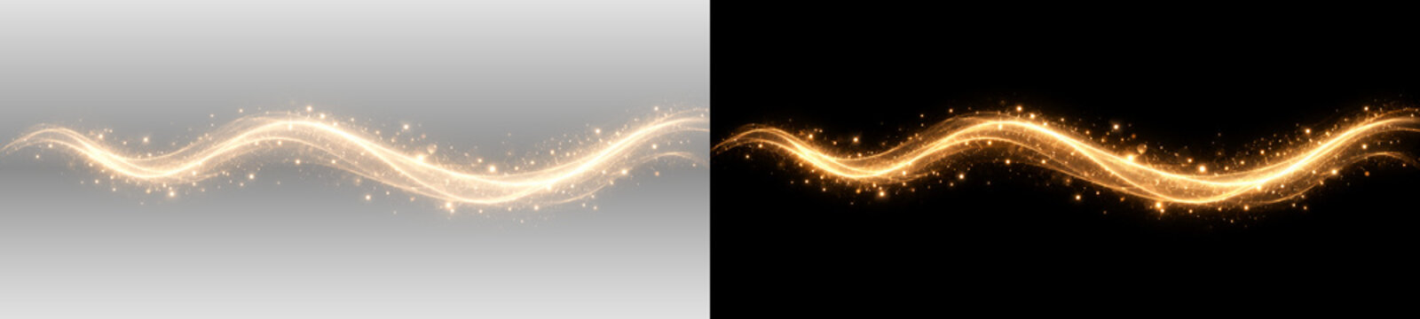 Glowing Golden Wave Light Effect Icon