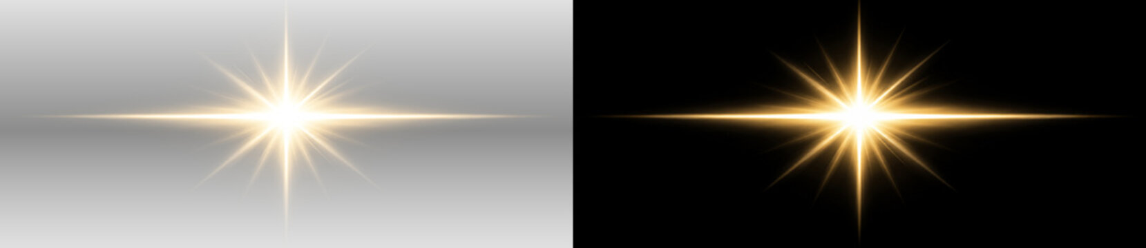 Golden Star Light Burst Icon Set