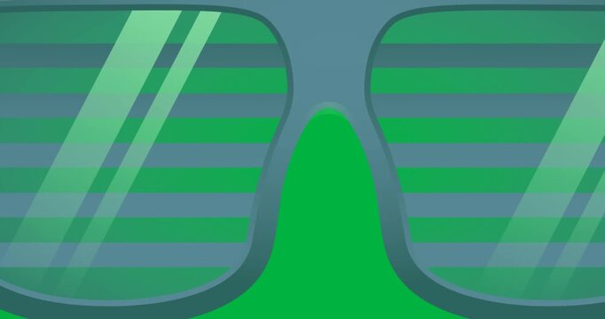 Digitally animation of purple sunglasses icon against black background