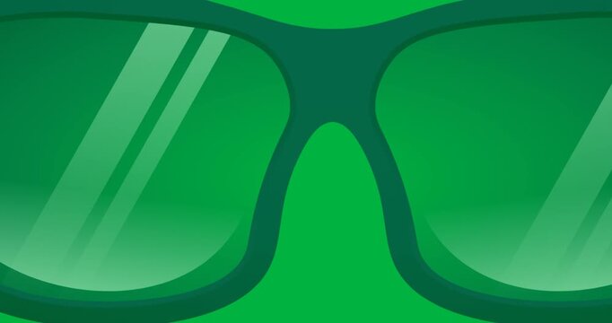 Digitally animation of blue sunglasses icon against black background