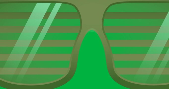Digitally animation of red sunglasses icon against black background