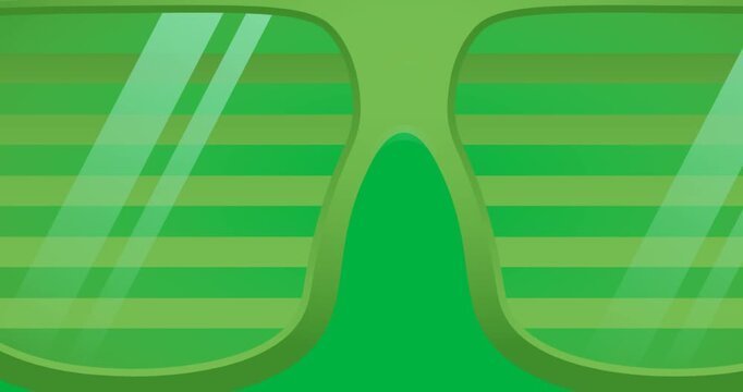 Digitally animation of yellow sunglasses icon against black background