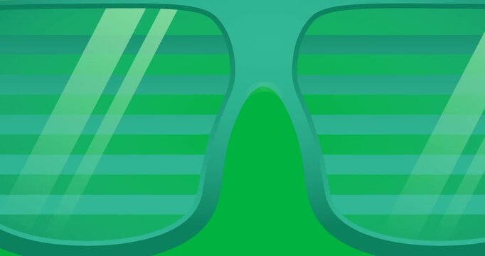 Digitally animation of blue sunglasses icon against black background