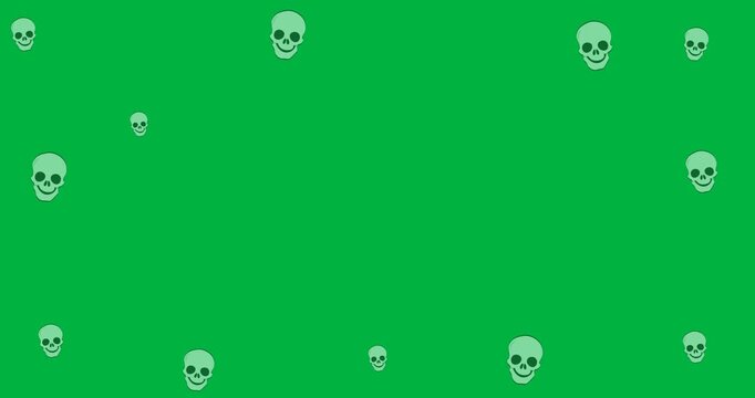 Halloween digital illustration holiday scary skull icons celebration animation black background