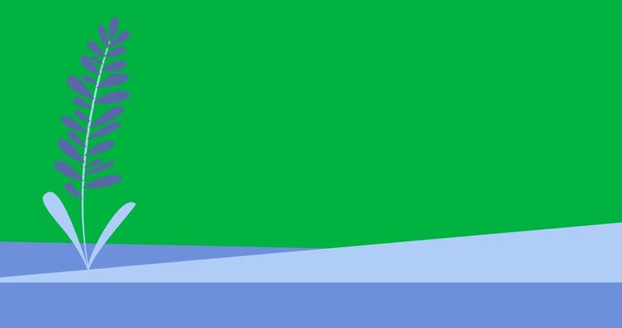 Digital animation of stem with leaves icon against copy space on transparent background