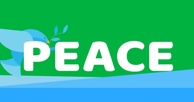 Animation of peace text on transparent background