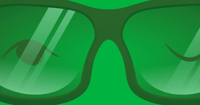 Digitally animation of brown sunglasses icon against black background