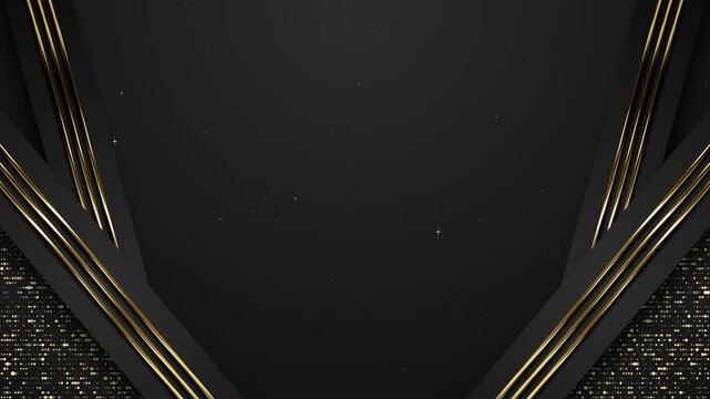 Luxury Black and Gold V-Shape Frame with Glitter Mosaic and Golden Lines Background Loop