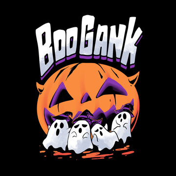 happy halloween pumpkin and ghost