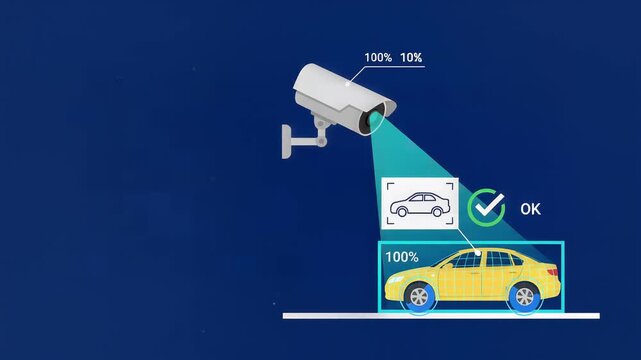 CCTV Security Camera Identifying Vehicle License Plate and Car Object Tracking Infographic