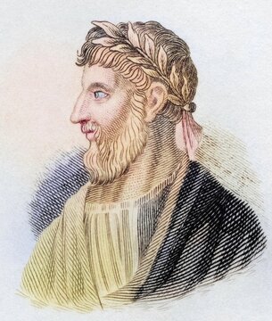 Apollonius of Tyana (born c. 40, died c. 120 probably in Ephesus, previously thought to have lived from c. 3 BC to c. 97 AD) was an ancient Greek philosopher, from the book Crabbe's Historical Dictionary, 1825, Historical, coloured, digitally restored reproduction from a 19th century original, Record date not stated