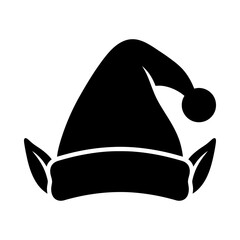 Christmas elf hat icon, minimalist black vector silhouette for holiday greetings Silhouette Editable EPS © MD. SAIFUL