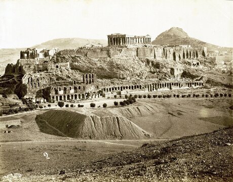 View of the Acropolis of Athens, c. 1880, Greece, Historic, digitally restored reproduction from a 19th century original