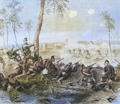 Battle between Chebilly and Villeinif outside Paris on 30 September 1870, illustrated war history, German, French war 1870-1871, Germany, France, Fighting between Chebilly and Villeneuve outside Paris on 30 September 1870, illustrated war history, German, French war 1870-1871, Germany, France