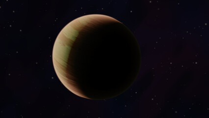 Shadowed golden fantasy planet with illuminated crescent in space © 88