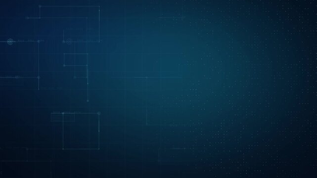 Cyan circuit outlines along left edge with dark gradient copy space animation